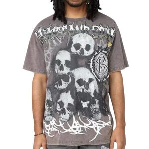Sz Xl Smoke Rise Men's Dystopia Skulls Tee - Pavement